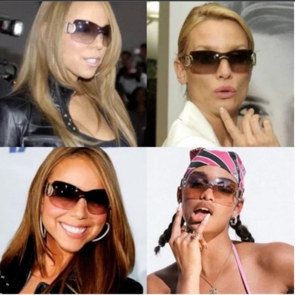 Vintage Christian Dior Diorly 1 Shield Sunglasses Crystals Y2K 00s Galliano - Picture 2 of 14